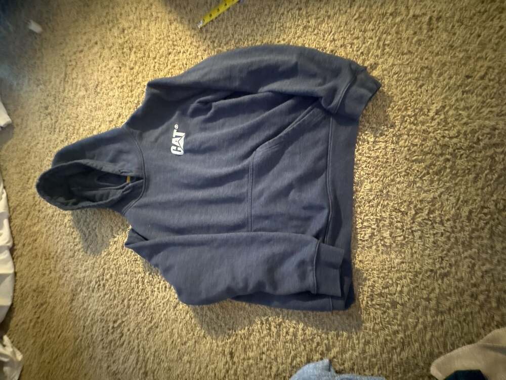 CAT Caterpillar Trademark Hoodies with Embroidered Front Logo Blue